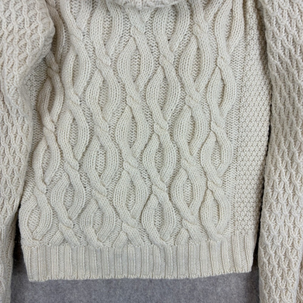 Aran Crafts Women's Cable Knit Cardigan Sweater Merino Wool Hooded Zip Small - Picture 6 of 13